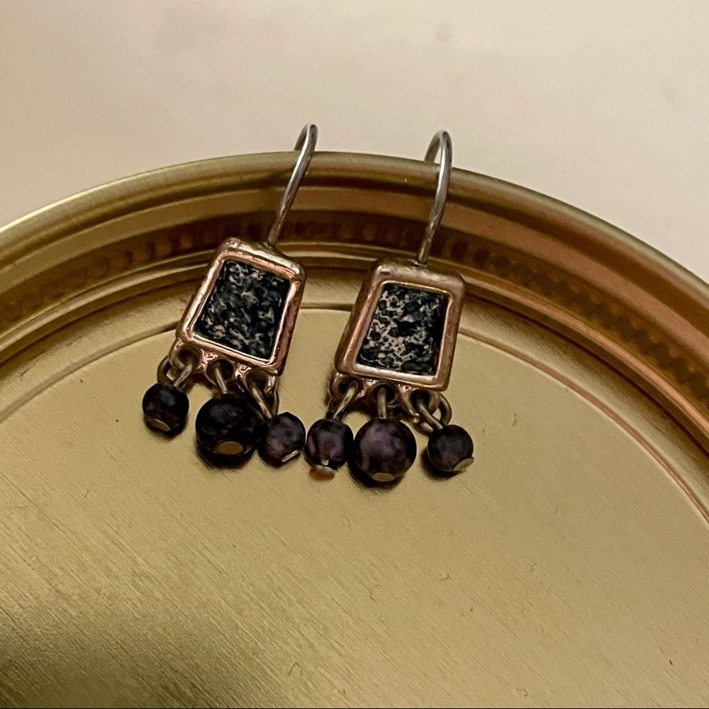 Silver & blue stone delicate earrings